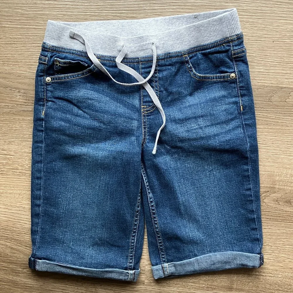 Justice Knit Waist Denim Shorts Size 14
